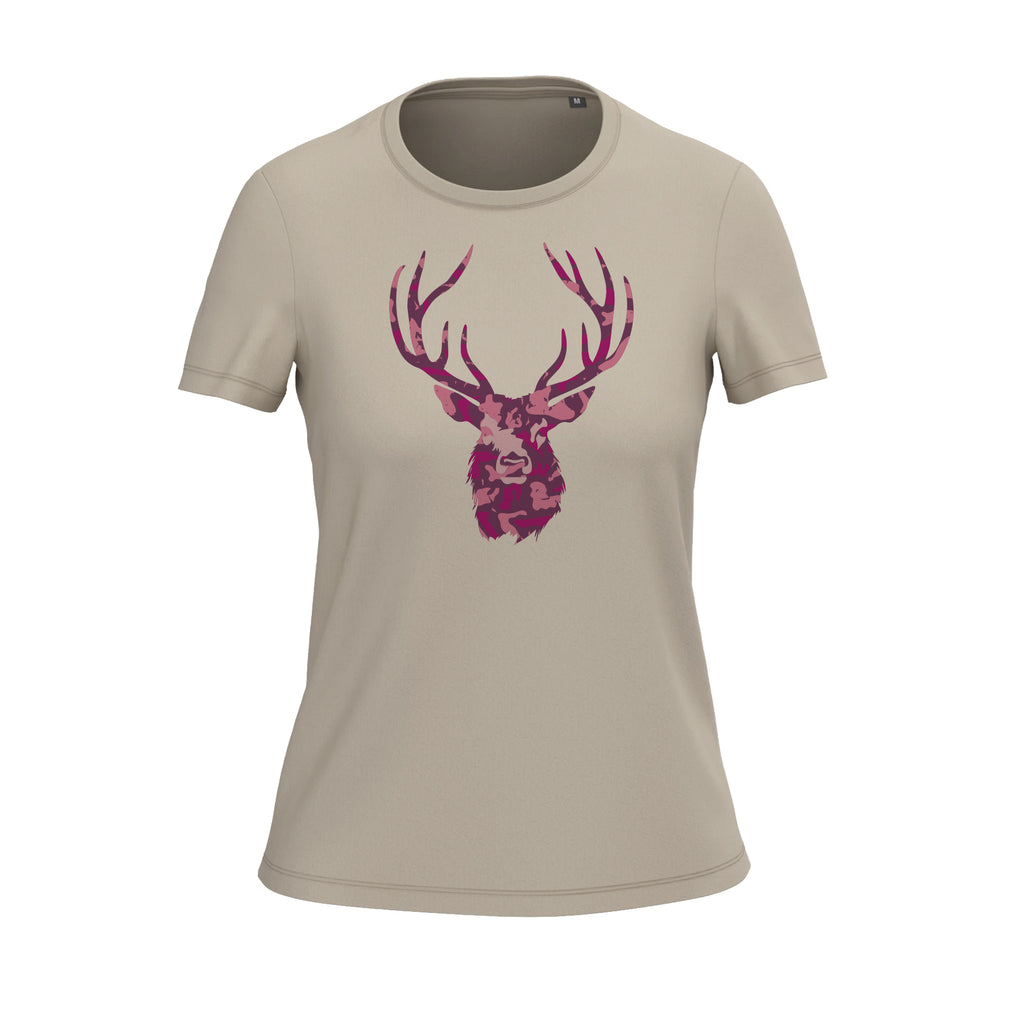 T-Shirt Cerf Camouflage pink – Élégance sauvage pour les femmes
